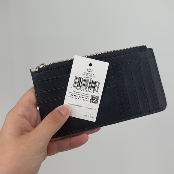 Kate Spade Flower Floral Large Slim Card Holder Blazer Blue Multi Wallet NEW - Picture 7 of 7